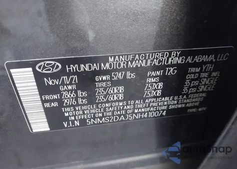 2022 Hyundai Santa Fe Sel from USA, damaged, VIN 5NMS2DAJ5NH410074